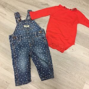 Osh’Kosh overalls and onesie 6 months